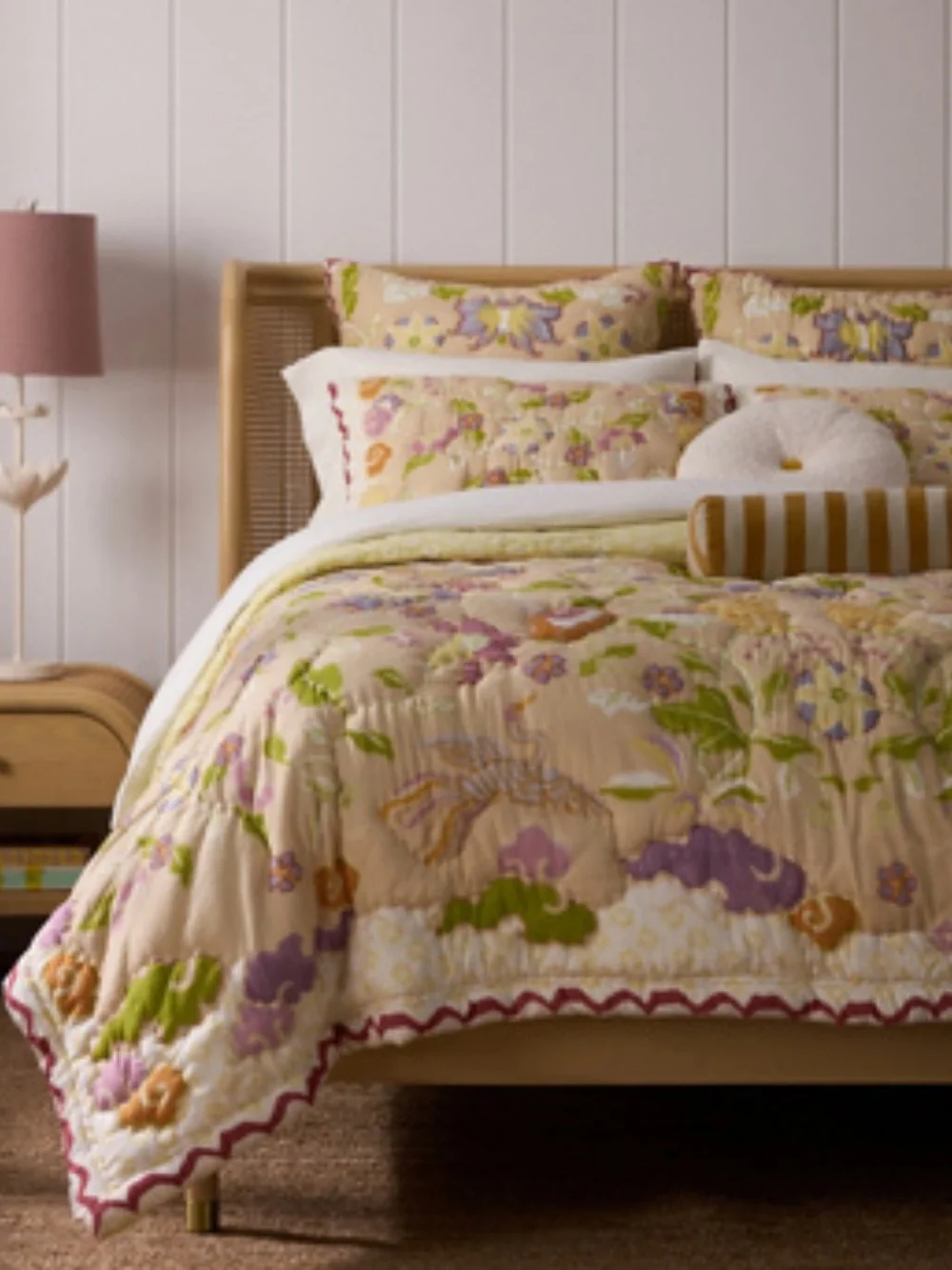 Anthropologie Millie Floral King Size Quilted Bedspread